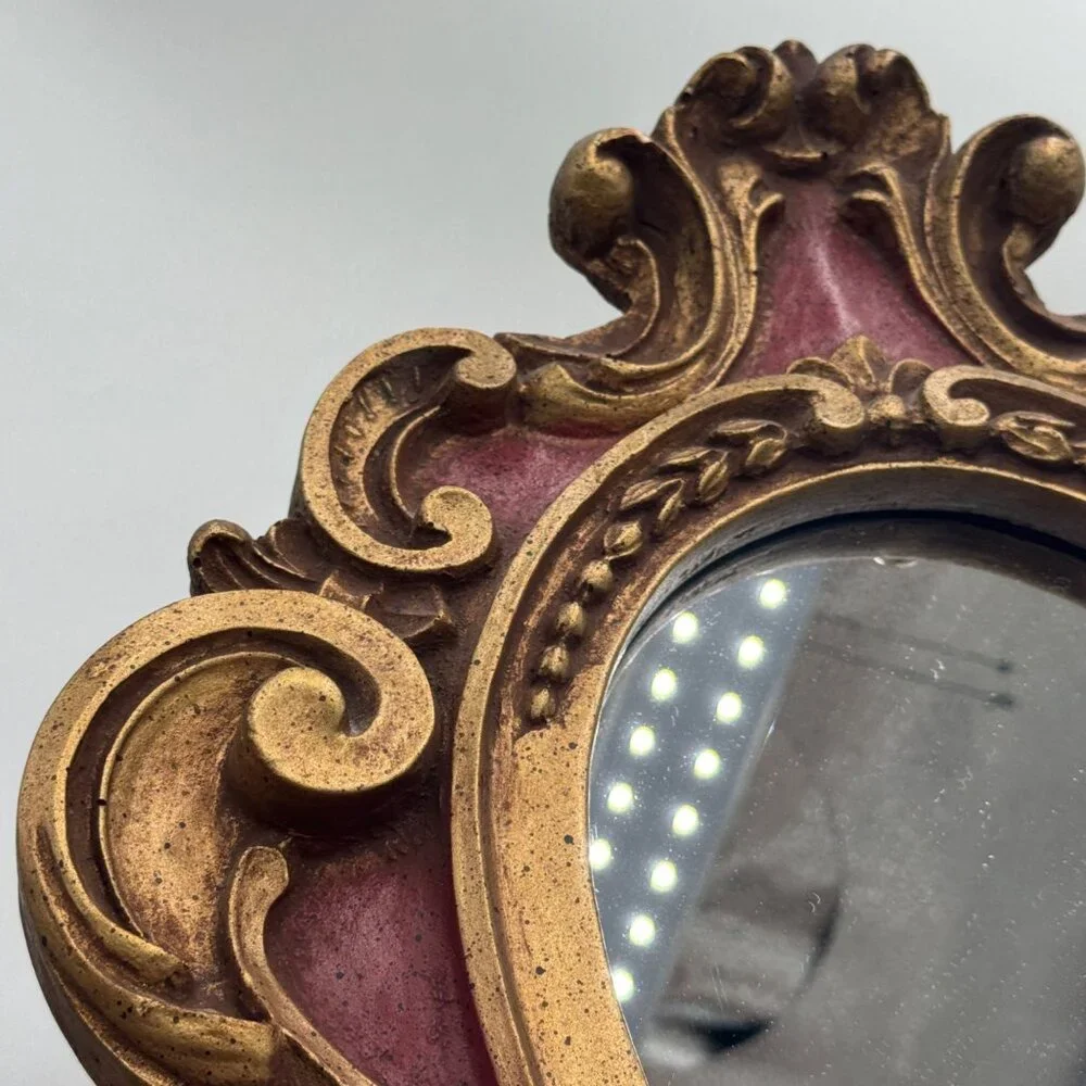 Vintage Florentina Italy Ornate Rococo Gold Gilt red Mirror